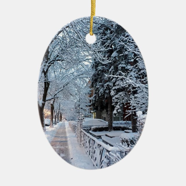 Adorno De Cerámica Invierno en Montreal (Frente)