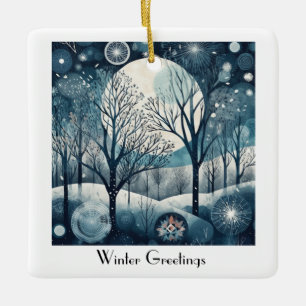 Adorno De Cerámica Invierno escandinavo, personalizable