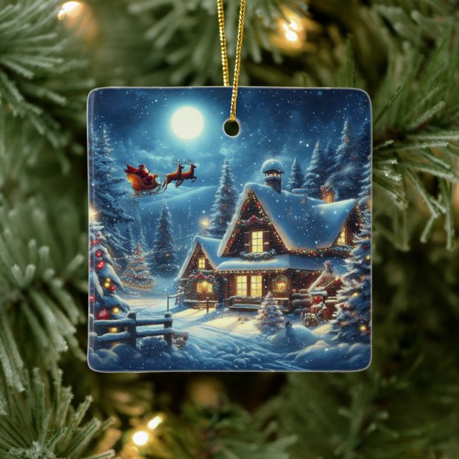 Adorno De Cerámica Invierno/Santa/Navidades/Nieve (Árbol)