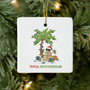Adorno De Cerámica Invierno Tropical Maravilloso Navidad Divertida
