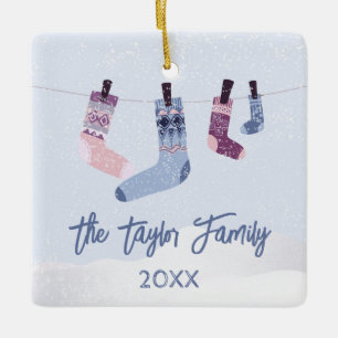 Adorno De Cerámica Invitación a fiesta de Navidades de los calcetines