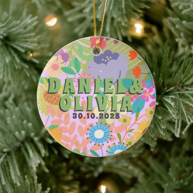 Adorno De Cerámica Invitación a la boda de flores (Árbol)