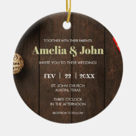 Adorno De Cerámica Invitación de boda de Navidad con foto
