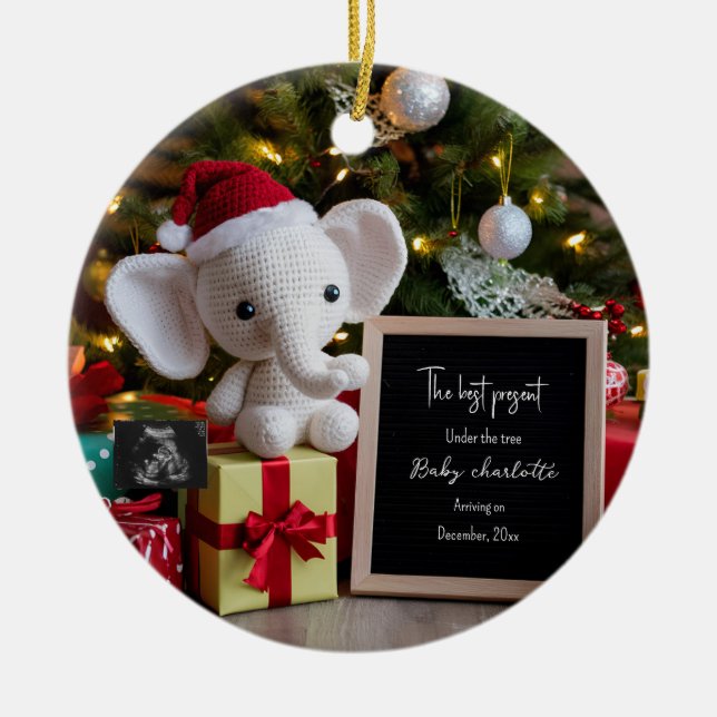 Adorno De Cerámica Invitación de embarazo de Navidades feriados festi (Frente)