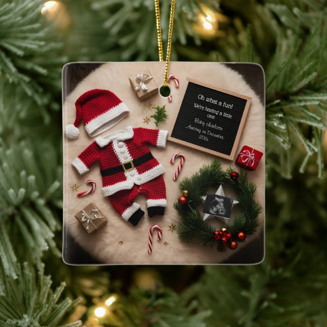 Adorno De Cerámica Invitación de embarazo Navidad única (Árbol)