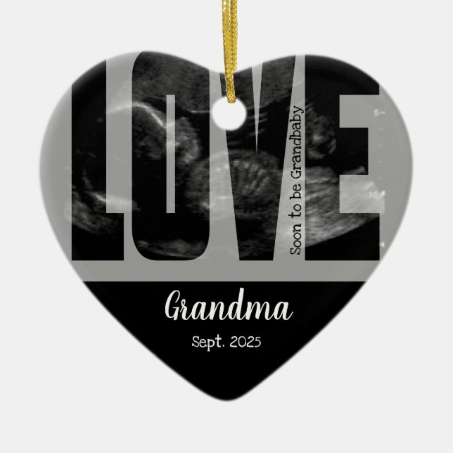 Adorno De Cerámica Invitación de recién nacido - Sonograma con texto  (Frente)