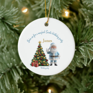 Adorno De Cerámica Invitación mágica de cumpleaños de Santa 