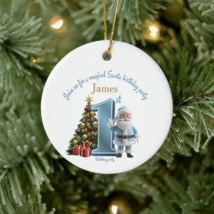 Adorno De Cerámica Invitación Mágica de Cumpleaños de Santa – 1er Cum