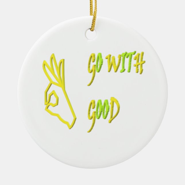 Adorno De Cerámica Ir con Buena letra de mensaje diseñar verde pálido (Frente)