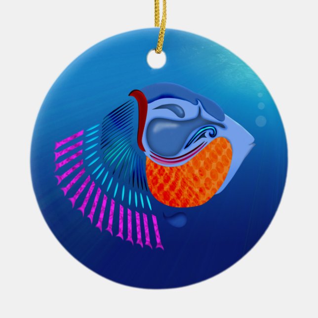 Adorno De Cerámica Ir Pescado (Frente)