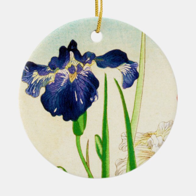 Adorno De Cerámica Iris azul - Impresión de acuarela japonesa (Frente)