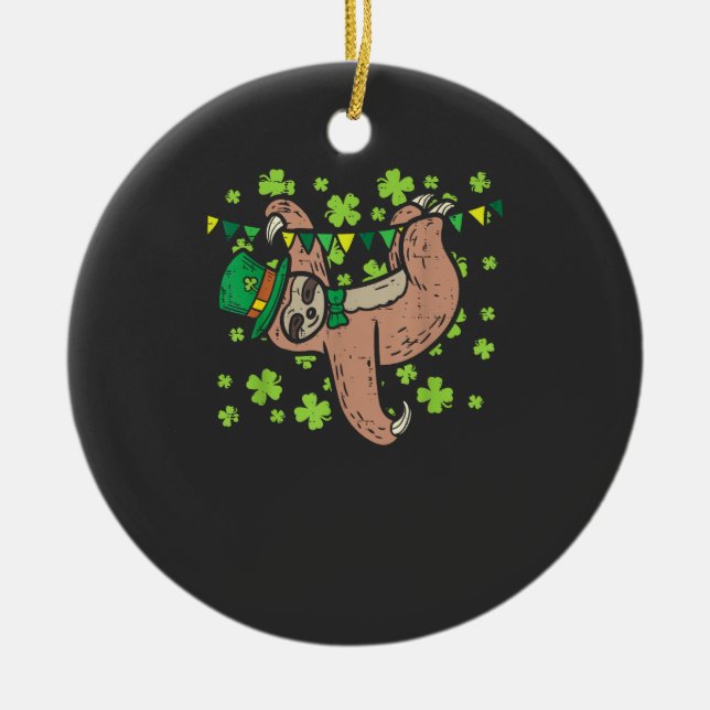 Adorno De Cerámica Irish Leprechaun Sloth Shamrock St Patricks Day An (Frente)