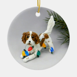 Adorno De Cerámica  Irish Red and white Setter Christmas Ornament