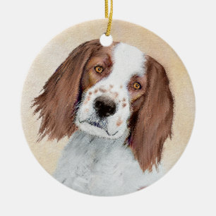 Adorno De Cerámica Irish Red and White Setter Painting - Original Art