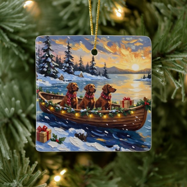 Adorno De Cerámica Irish Red Setter Christmas Boat Holiday (Árbol)