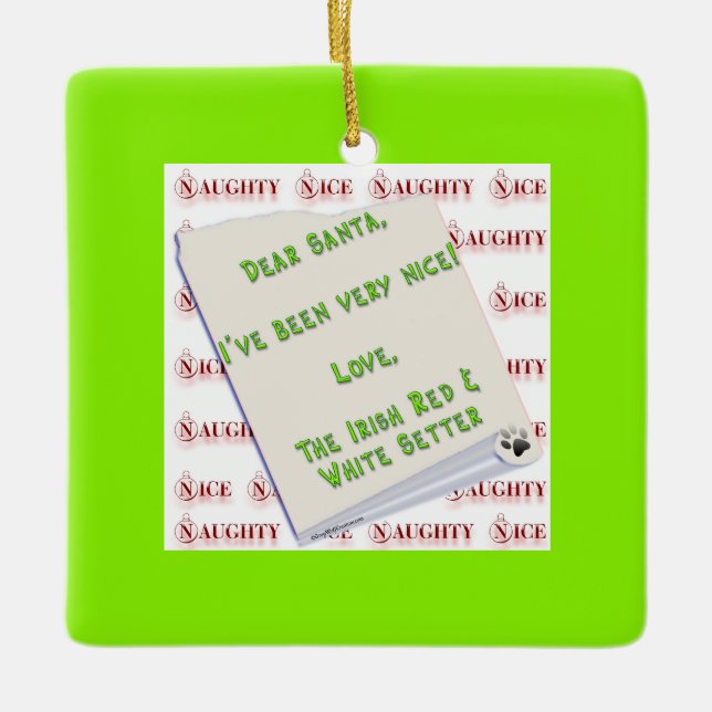 Adorno De Cerámica Irish Setter Naughty Nice (Anverso)