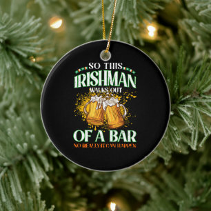 Adorno De Cerámica Irlandés bebiendo cerveza Día de San Patricio