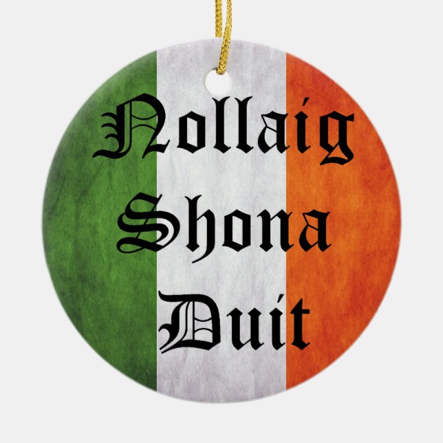 Adorno De Cerámica Irlandés, Irlanda, Navidades, bandera irlandesa, i (Frente)