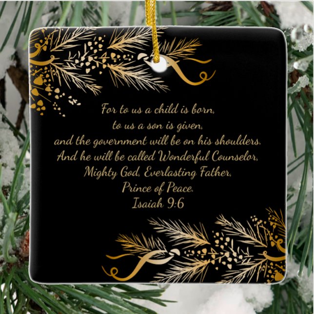 Adorno De Cerámica Isaiah 9:6 Regalo de Navidades cristianos personal (Personalize Wonderful Counselor, Prince of Peace Christmas Inspirational Scripture Gift Ornament.)