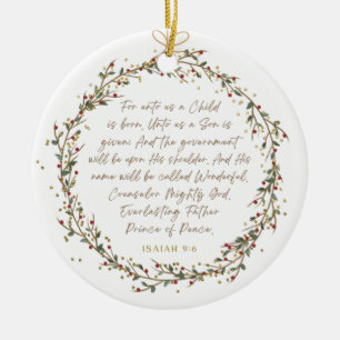 Adorno De Cerámica Isaías 9:6 Porque Un Niño Nos Ha Nacido Navidad Cr