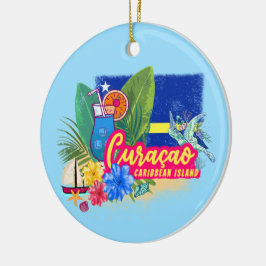 Adorno De Cerámica Isla del Caribe retro de Curacao con cosecha de to