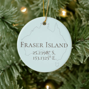 Adorno De Cerámica Isla Fraser Latitude y longitud personalizada