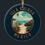 Adorno De Cerámica Isla Holbox México Viaje al arte<br><div class="desc">Diseño de arte vector Isla Holbox México. Forma parte de la reserva natural de Yum Balam y está separada del continente por la laguna de Yalahau,  que alberga flamencos y pelícanos.</div>