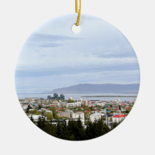 Adorno De Cerámica Islandesa Reykjavik Cityscape Esja Photo