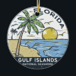 Adorno De Cerámica Islas del Golfo Pérsico Nacional Florida Vintage<br><div class="desc">Ilustracion hecho a mano por el Gulf Islands National Seashore con palmeras y olas al fondo. Perfecto para todo aquel que ame visitar la costa nacional de las islas del Golfo.</div>
