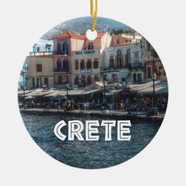 Adorno De Cerámica Islas del Griego de Chania Creta (Frente)