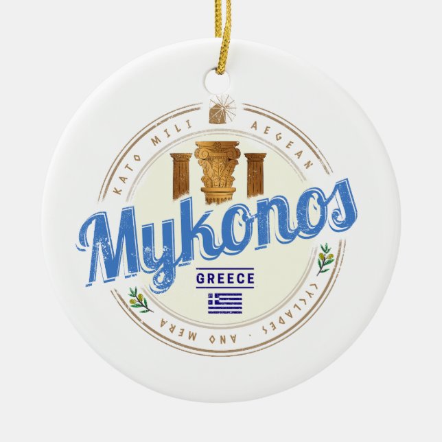 Adorno De Cerámica Islas Mykonos Cyclades Grecia recuerdo de época (Frente)