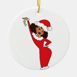 Adorno De Cerámica Issa Mistletoe Merry y Bright