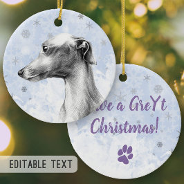 Adorno De Cerámica Italian Greyhound dog portrait Personalized text