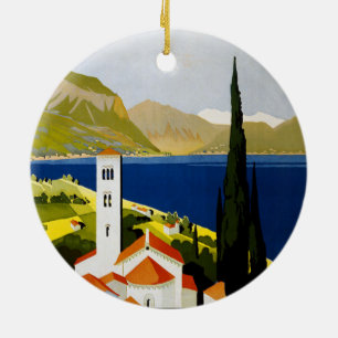 Adorno De Cerámica Italiana Lakes Vintage Travel Italia