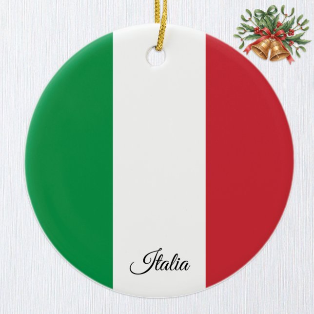 Adorno De Cerámica Italy Christmas Ornament, Italian Flag (Italian Flag Ornament / Italia)