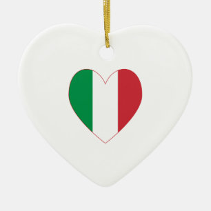 Adorno De Cerámica Italy Flag Heart Red Border