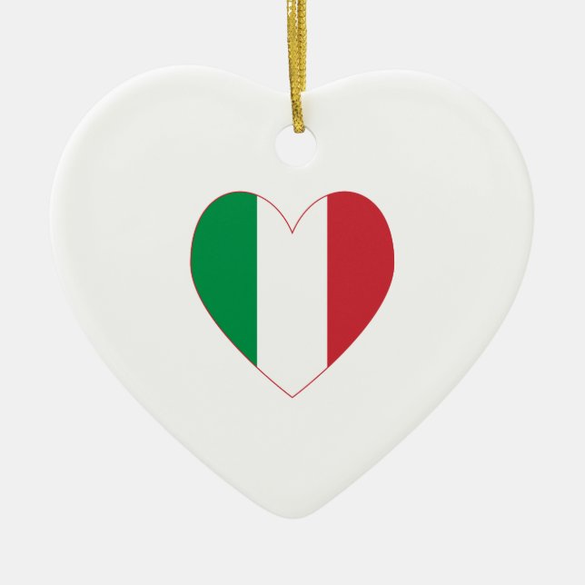 Adorno De Cerámica Italy Flag Heart Red Border (Frente)