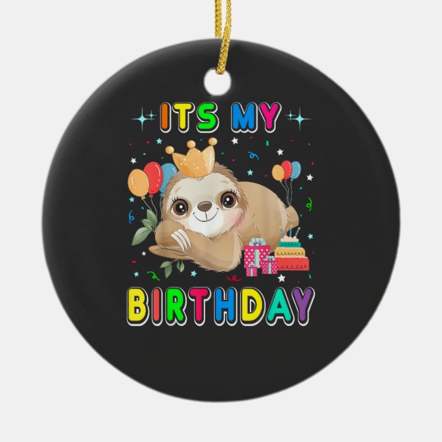 Adorno De Cerámica Its My Birthday Cute Sloth Birthday Party Costumes (Frente)