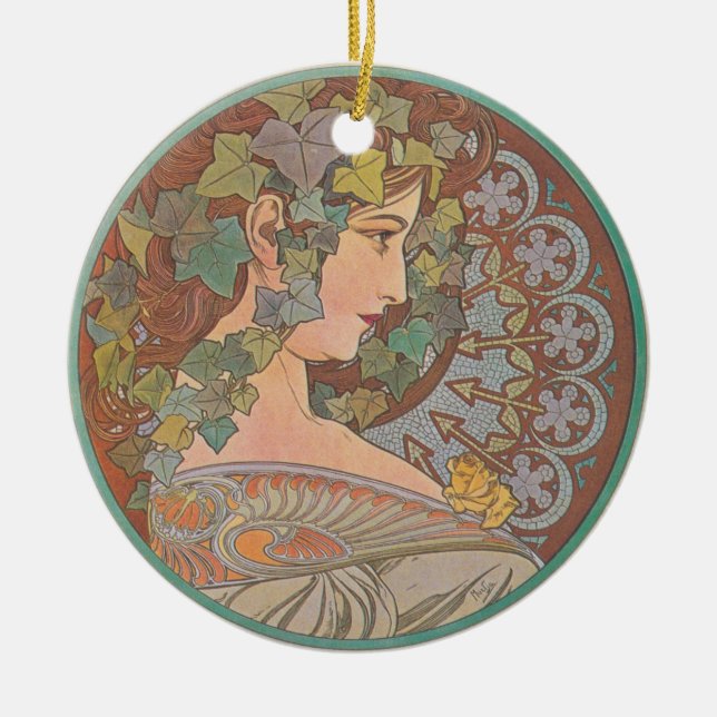 Adorno De Cerámica Ivy - Alphonse Mucha (Frente)