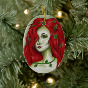 Adorno De Cerámica Ivy Nymph Redhead Woman Pixie Fantasy Art