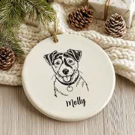 Adorno De Cerámica Jack Russel Terrier Perro Navidad Personalizada