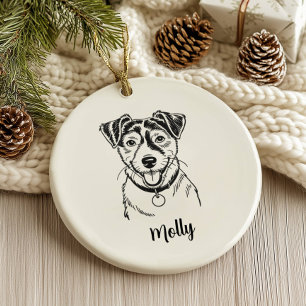 Adorno De Cerámica Jack Russel Terrier Perro Navidad Personalizada