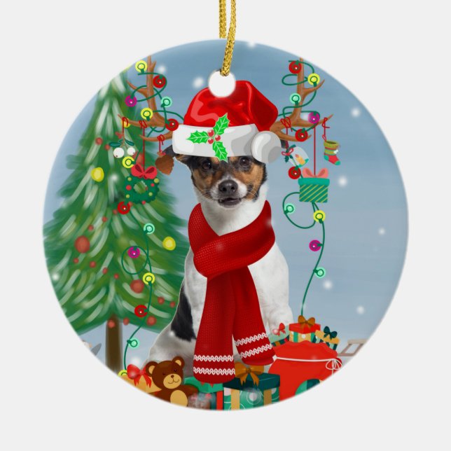Adorno De Cerámica Jack Russell Terrier Dog en regalos de Navidades d (Frente)