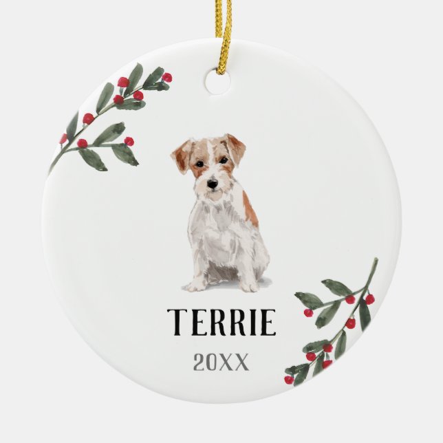 Adorno De Cerámica Jack Russell Terrier Navidades personalizados Perr (Frente)