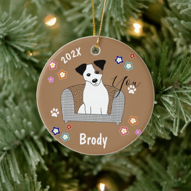 Adorno De Cerámica Jack Russell Xmas (Árbol)