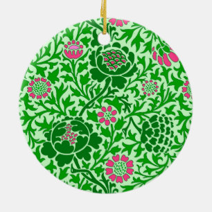 Adorno De Cerámica Jacobean Floral, Emerald y Lime Green