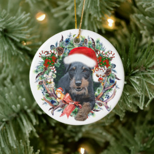 Adorno De Cerámica Jagdterrier, Feliz Navidad