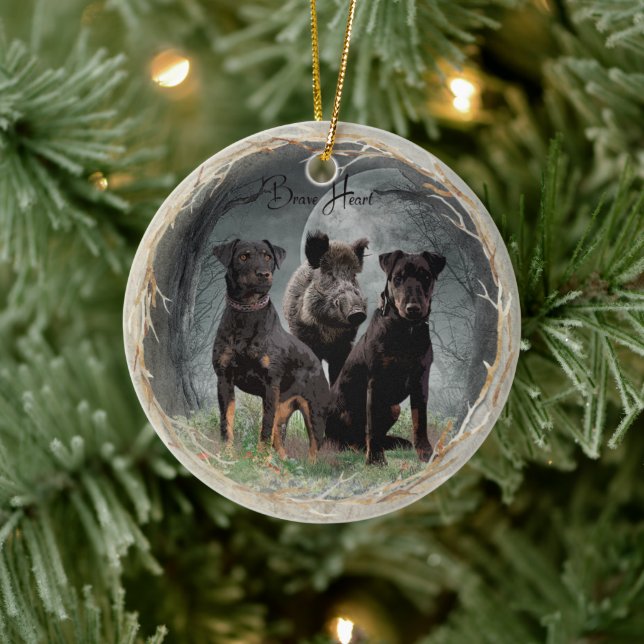 Adorno De Cerámica Jagdterrier, valiente poster de tapicería cardíaca (Árbol)