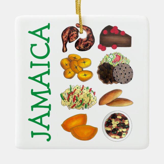 Adorno De Cerámica JAMAICA Jamaican Foods Caribbean Island Cuisine (Anverso)