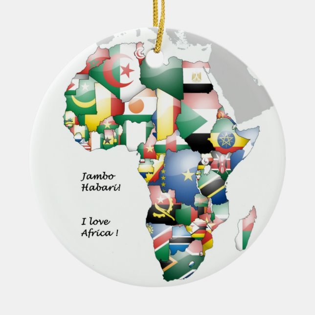 Adorno De Cerámica ¡Jambo Habari África! Amo África (Frente)